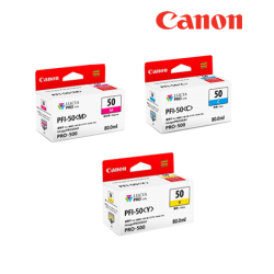 Canon PFI-50C, PFI-50M, PFI-50Y Color Ink Tank (80ml, For imagePROGRAF PRO-500 Printer)
