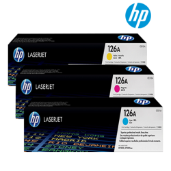 HP 126A Color Toner Cartridge (CE311A(C), CE313A(M), CE312A(Y), 1,000 Page Yield, For CP1020)