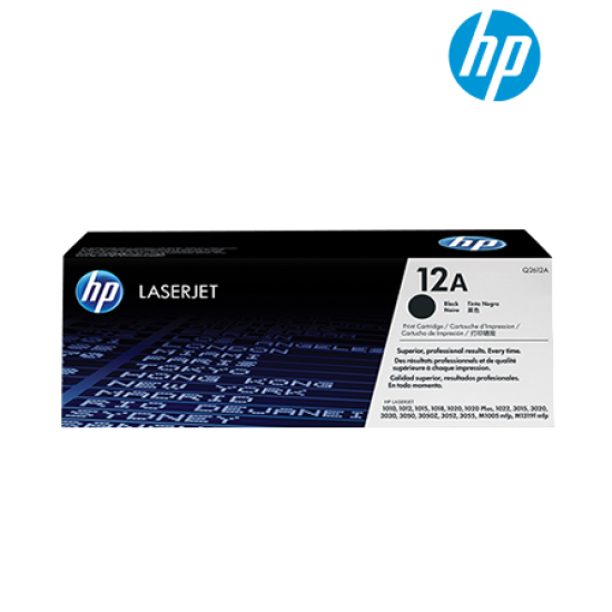 HP 12A Black Toner Cartridge (Q2612A, 2,000 Pages, For 1020, 3020, M1319)