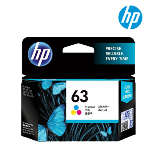 HP 63 Tri-Color Ink Cartridge (F6U61AA, 3.25pl, 6.8pl Ink Drop, Up to 165pgs, For DeskJet K7B87A, F5S41A)
