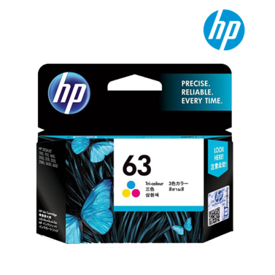 HP 63 Tri-Color Ink Cartridge (F6U61AA, 3.25pl, 6.8pl Ink Drop, Up to 165pgs, For DeskJet K7B87A, F5S41A) HP 63 Tri-Color Ink Cartridge (F6U61AA, 3.25pl, 6.8pl Ink Drop, Up to 165pgs, For DeskJet K7B87A, F5S41A)