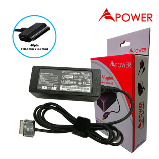 APower Laptop Adapter Replacement For Asus 15V 1.2A (40 Pin) 18W Eee Pad Slider SL101 