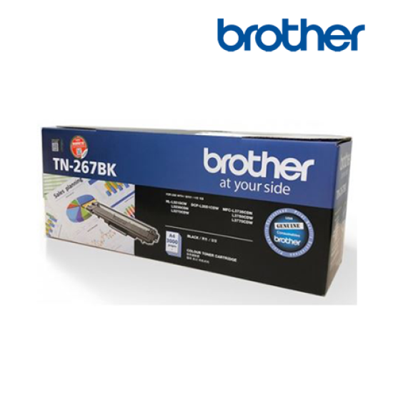 Brother TN-267BK Black Toner Cartridge (Up to 3,000 pages, For HL-L3230CDN, DCP-L3551CDW)