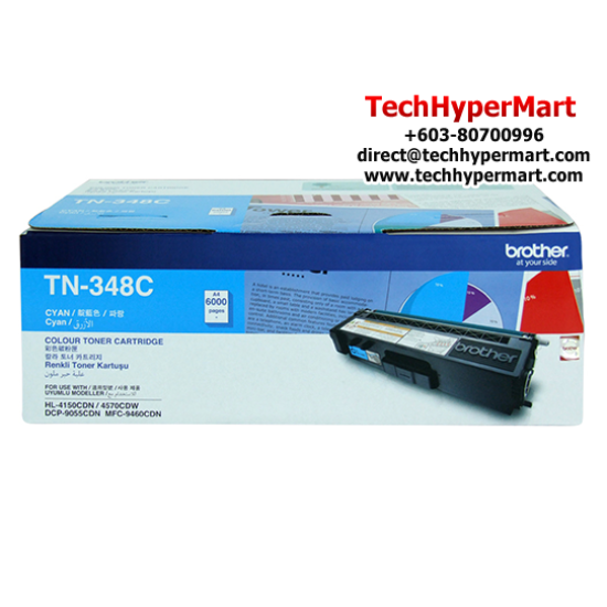 Brother TN-348C Toner Cartridge (Original Cartridge, 6000 Yield, For HL-4150CDN, HL-4570CDW, MFC9970CDW) Brother TN-348C Toner Cartridge (Original Cartridge, 6000 Yield, For HL-4150CDN, HL-4570CDW, MFC9970CDW)