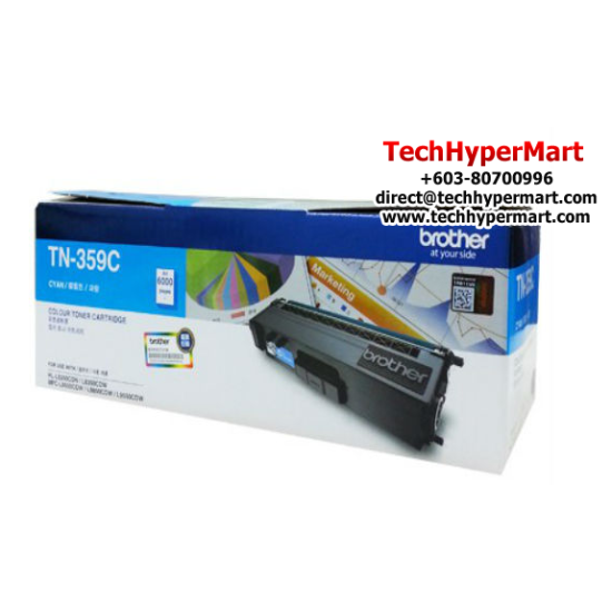 Brother TN-359C Ink Cartridge (Original Cartridge, 6000 Yield, For HL-L8250CDN, HL-L8350CDW, MFC-L8850CDW, MFC-L9550CDW)