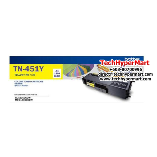 Brother TN-451C, TN-451M, TN-451Y Color (Up to 1,800 pages, For HL-L8260CDN, HL-L8360CDW) Brother TN-451C, TN-451M, TN-451Y Color (Up to 1,800 pages, For HL-L8260CDN, HL-L8360CDW)