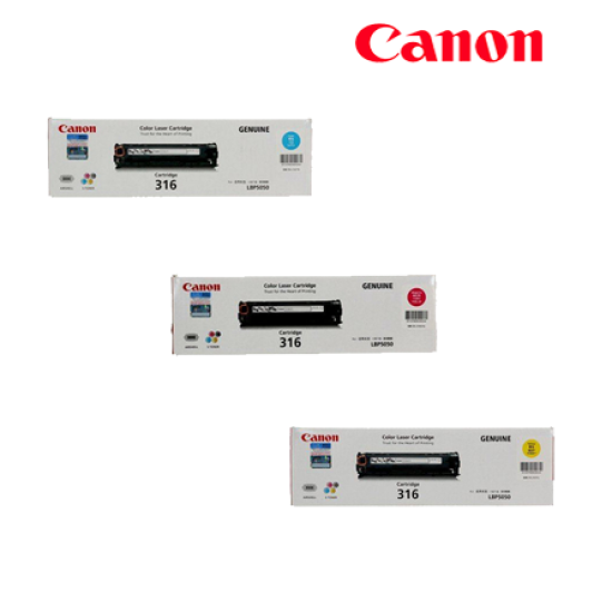 Canon Cartridge 316 Yellow, Magenta, Cyan Toner (1,500 Pages Yield, For LBP-5050 / LBP-5050n Printer)