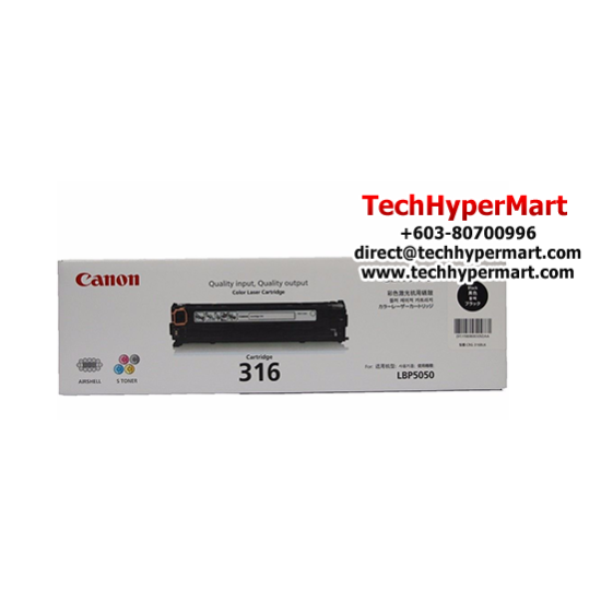 Canon Cartridge 316 (1980B003AA) Black Toner (2,300 Pages Yield, For LBP-5050 / LBP-5050n Printer) Canon Cartridge 316 (1980B003AA) Black Toner (2,300 Pages Yield, For LBP-5050 / LBP-5050n Printer)