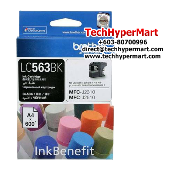 Brother LC563BK Black Ink Cartridge (Up To 600 Pages, For MFC-J2510 InkBenefit / MFC-J2310 InkBenefit)