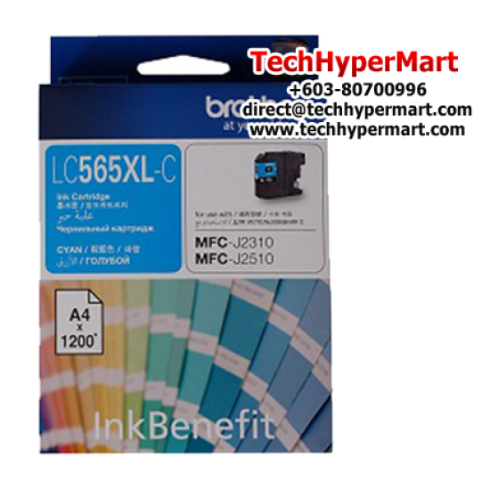 Brother LC565XLC, LC565XLM, LC565XLY Color Ink Cartridge (Up To 1200 Pages, For MFC-J2510 InkBenefit / MFC-J2310 InkBenefit)