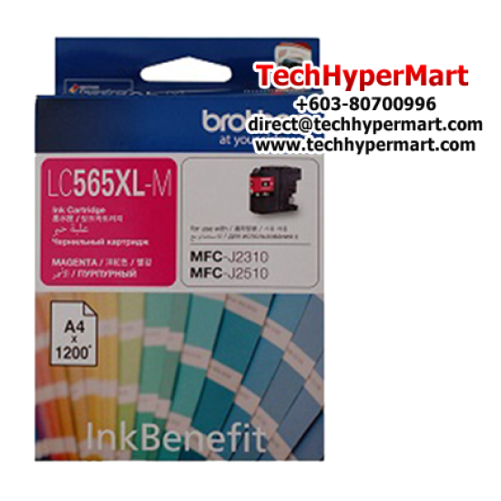 Brother LC565XLC, LC565XLM, LC565XLY Color Ink Cartridge (Up To 1200 Pages, For MFC-J2510 InkBenefit / MFC-J2310 InkBenefit)