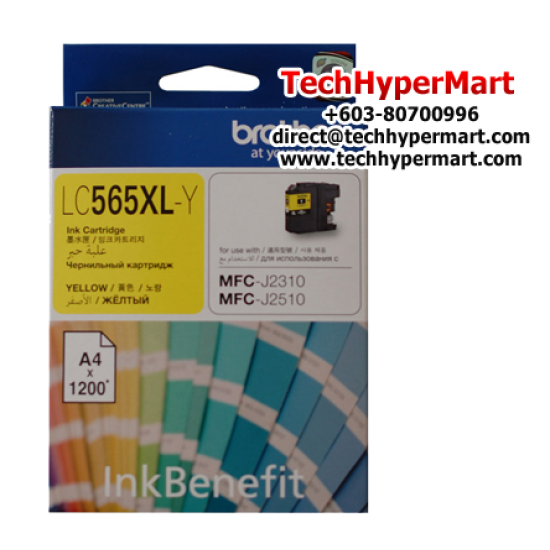 Brother LC565XLC, LC565XLM, LC565XLY Color Ink Cartridge (Up To 1200 Pages, For MFC-J2510 InkBenefit / MFC-J2310 InkBenefit)