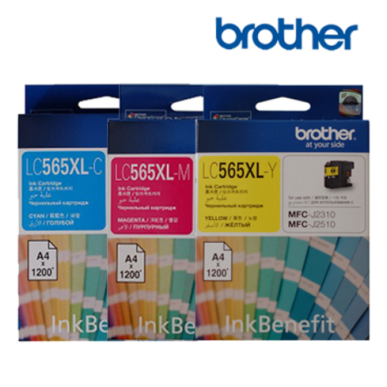 Brother LC565XLC, LC565XLM, LC565XLY Color Ink Cartridge (Up To 1200 Pages, For MFC-J2510 InkBenefit / MFC-J2310 InkBenefit)