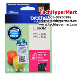 Brother LC663C, LC663M, LC663Y Color Ink Cartridge (Up To 550 Pages, For MFC-J2320 InkBenefit / MFC-J2720 InkBenefit)