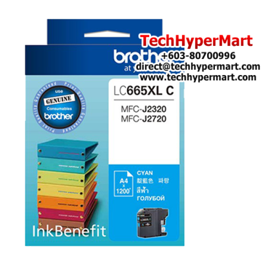 Brother LC665XLC, LC665XLM, LC665XLY Color Ink Cartridge (Up To 1200 Pages, For MFC-J2320 InkBenefit / MFC-J2720 InkBenefit)