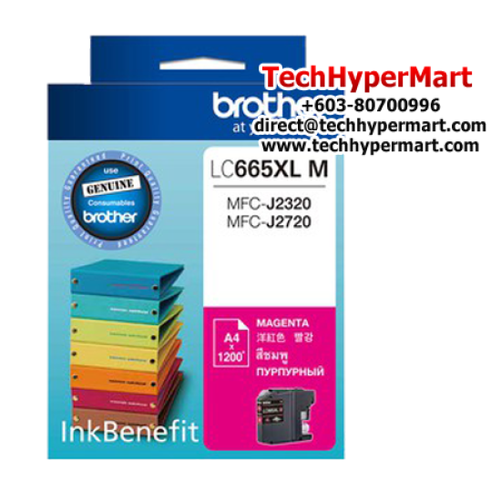 Brother LC665XLC, LC665XLM, LC665XLY Color Ink Cartridge (Up To 1200 Pages, For MFC-J2320 InkBenefit / MFC-J2720 InkBenefit)