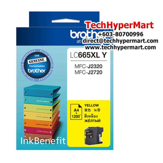 Brother LC665XLC, LC665XLM, LC665XLY Color Ink Cartridge (Up To 1200 Pages, For MFC-J2320 InkBenefit / MFC-J2720 InkBenefit)