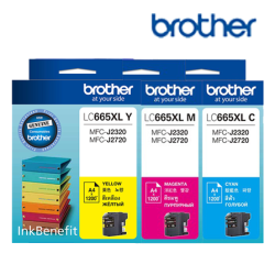 Brother LC665XLC, LC665XLM, LC665XLY Color Ink Cartridge (Up To 1200 Pages, For MFC-J2320 InkBenefit / MFC-J2720 InkBenefit)