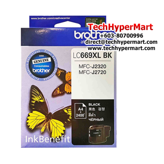 Brother LC669XLBK Black Ink Cartridge (Up To 2400 Pages, For MFC-J2320 InkBenefit / MFC-J2720 InkBenefit)