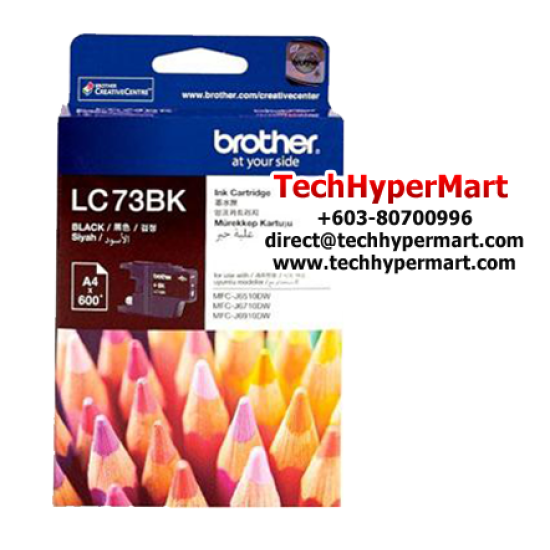 Brother LC73BK Black Ink Cartridge (Up To 600 Pages, For MFC-J430W / MFC-J625DW)