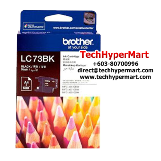 Brother LC73BK Black Ink Cartridge (Up To 600 Pages, For MFC-J430W / MFC-J625DW) Brother LC73BK Black Ink Cartridge (Up To 600 Pages, For MFC-J430W / MFC-J625DW)