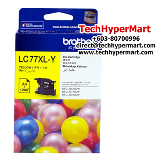 Brother LC77XLC, LC77XLM, LC77XLY Color Ink Cartridge (Up To 1200 Pages, For MFC-J430W / MFC-J625DW)