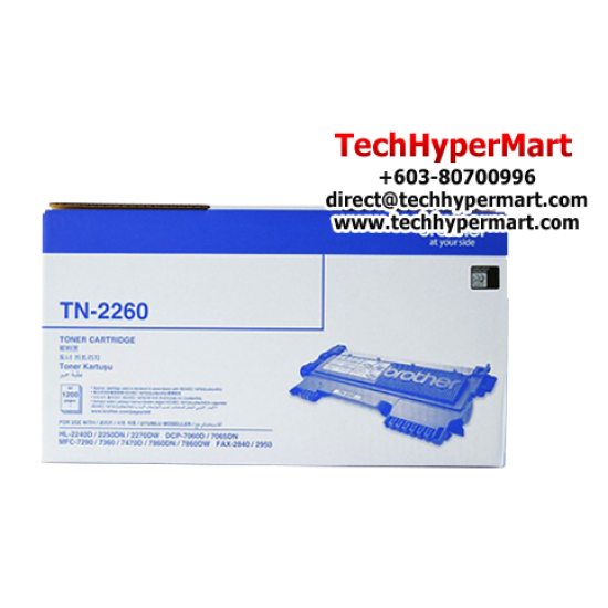 Brother TN-2260 Toner Black Cartridge (Up To 1,200 Pages, For HL-2270DW / DCP-7060D / MFC-7360)