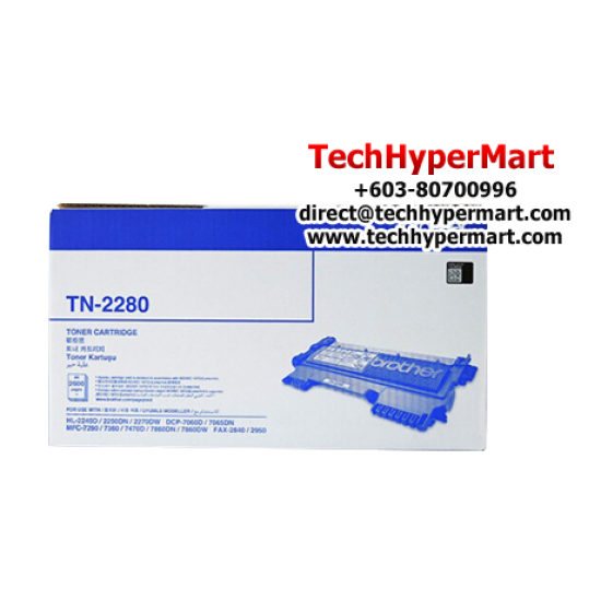 Brother TN-2280 Toner Black Cartridge (Up To 2,600 Pages, For HL-2270DW / DCP-7060D / MFC-7360)