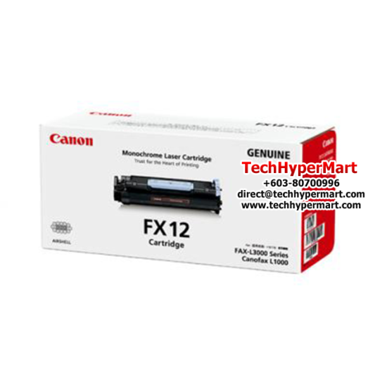 Canon Cartridge FX12 (1153B003AA) Black Toner (4,500 Pages Yield, For Laser Fax/MFP (L3000))