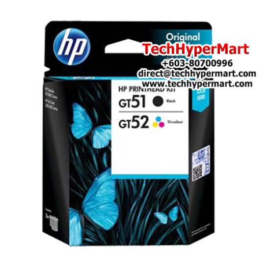 HP GT51/52 Blk/Clr 3JB06AA Printhead Combo 2-Pk (For HP DeskJet GT 5810, 5820 All-in-One)