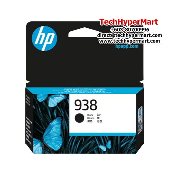 HP 938 Black Original Ink Cartridge (4S6X8PA, 1250 Pages Yield, For OfficeJet Pro 9120, 9130, 9720, 9730)