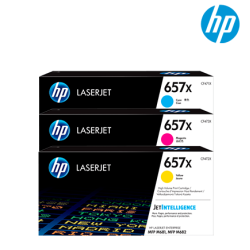 HP 657X Color Toner Cartridge (CF471X(C), CF473X(M), CF472X(Y), 23,000 Pages Yield, For MFP M681, MFP M682)