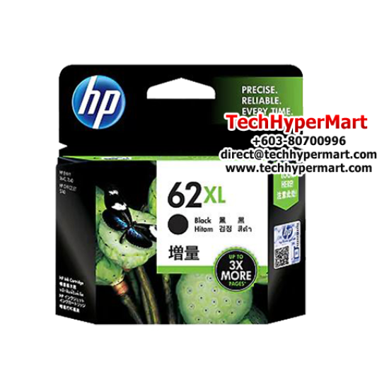 HP 62XL High Yield Black Original Ink Cartridge (C2P05AA) (Pigment-based, 600 Pages yield)