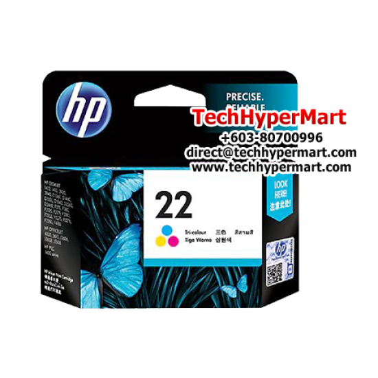 HP 22 Tri-color Original Ink Cartridge (C9352AA) (Dye-based, 165 Pages yield)