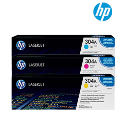 HP 304A Color Toner Cartridge (CC531A(C), CC533A(M), CC532A(Y), 2,800 Pages, For CP2025)