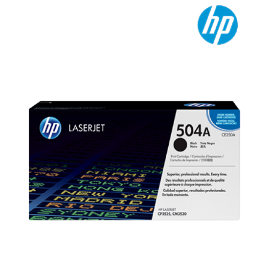 HP 504A Black Toner Cartridge (CE250A, 5,000 Pages, For CP3525, CM3530MFP) HP 504A Black Toner Cartridge (CE250A, 5,000 Pages, For CP3525, CM3530MFP)
