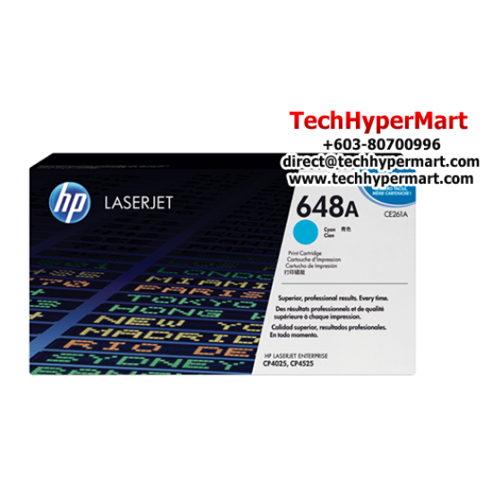 HP 648A Color Toner Cartridge (CE261A(C), CE263A(M), CE262A(Y), 11,000 Pages, For CP4025, 4525) HP 648A Color Toner Cartridge (CE261A(C), CE263A(M), CE262A(Y), 11,000 Pages, For CP4025, 4525)