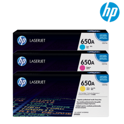 HP 650A Color Toner Cartridge (CE271A(C), CE273A(M), CE272A(Y), 15,000 Pages, For CP5525)
