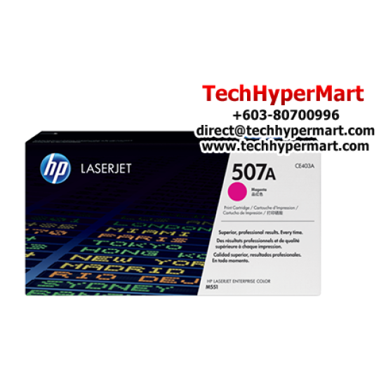 HP 507A Color Toner Cartridge (CE401A(C), CE403A(M), CE402A(Y), 6,000 Pages, For 500 Color M551n) HP 507A Color Toner Cartridge (CE401A(C), CE403A(M), CE402A(Y), 6,000 Pages, For 500 Color M551n)