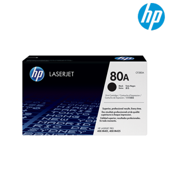 HP 80A Black Toner Cartridge (CF280A, 2,700 Pages, For M401, M425) HP 80A Black Toner Cartridge (CF280A, 2,700 Pages, For M401, M425)