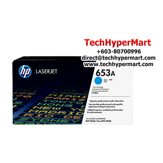 HP 653A Color Toner Cartridge (CF321A(C), CF323A(M), CF322A(Y), 16,500 Pages, For MFP M680)