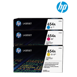 HP 654A Color Toner Cartridge (CF331A(C), CF333A(M), CF332A(Y), 15,000 Pages, For M651)