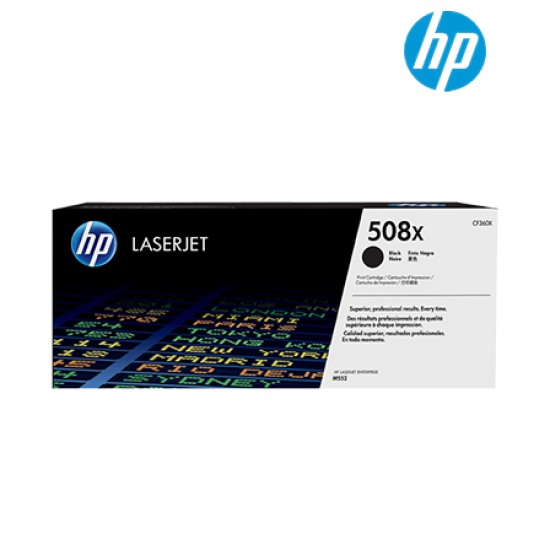HP 508X Black Toner Cartridge (CF360X, 12,500 Pages, For M552, M553) HP 508X Black Toner Cartridge (CF360X, 12,500 Pages, For M552, M553)