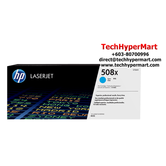 HP 508X Color Toner Cartridge (CF361X(C), CF363X(M), CF362X(Y), 9,500 Page Yield, For M552) HP 508X Color Toner Cartridge (CF361X(C), CF363X(M), CF362X(Y), 9,500 Page Yield, For M552)