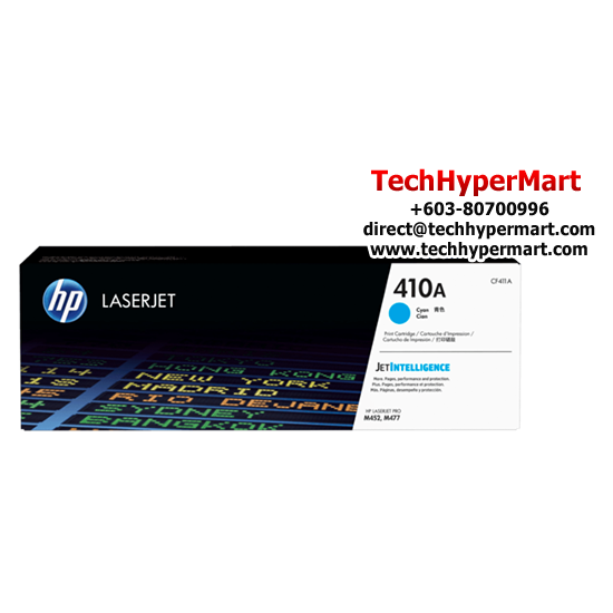 HP 410A Color Toner Cartridge (CF411A(C), CF413A(M), CF412A(Y), 2,300 Pages Yield, For M452)