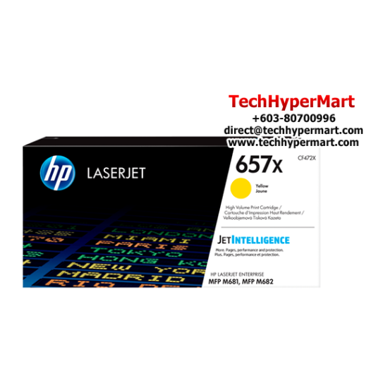 HP 657X Color Toner Cartridge (CF471X(C), CF473X(M), CF472X(Y), 23,000 Pages Yield, For MFP M681, MFP M682)