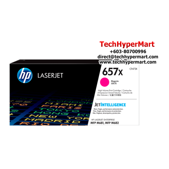 HP 657X Color Toner Cartridge (CF471X(C), CF473X(M), CF472X(Y), 23,000 Pages Yield, For MFP M681, MFP M682)