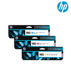 HP 980 Color Original Ink Cartridge (D8J07A(C), D8J08A(M), D8J09A(Y), 6,600 Pages, For HP OfficeJet MFP X585, X555)
