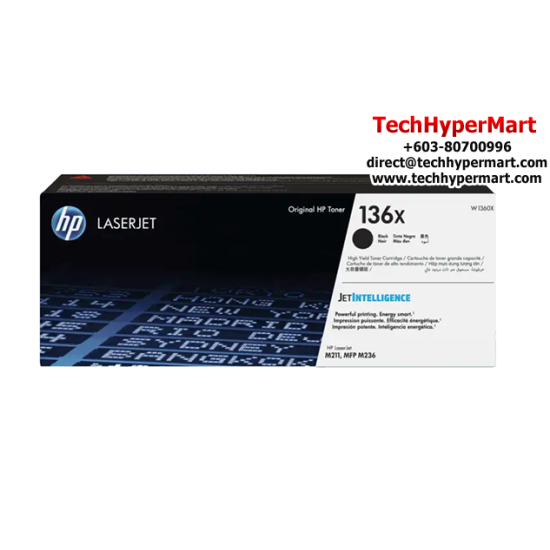 HP 136X Black Original LaserJet Toner Cartridge (W1360X, 2600 Pages Yield,  For M209dwe)