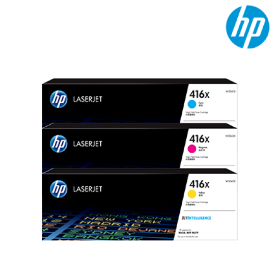 HP 416X Color Toner Cartridge (W2041X(C), W2043X(M), W2042X(Y), 6,000 Pages Yield, For M454)